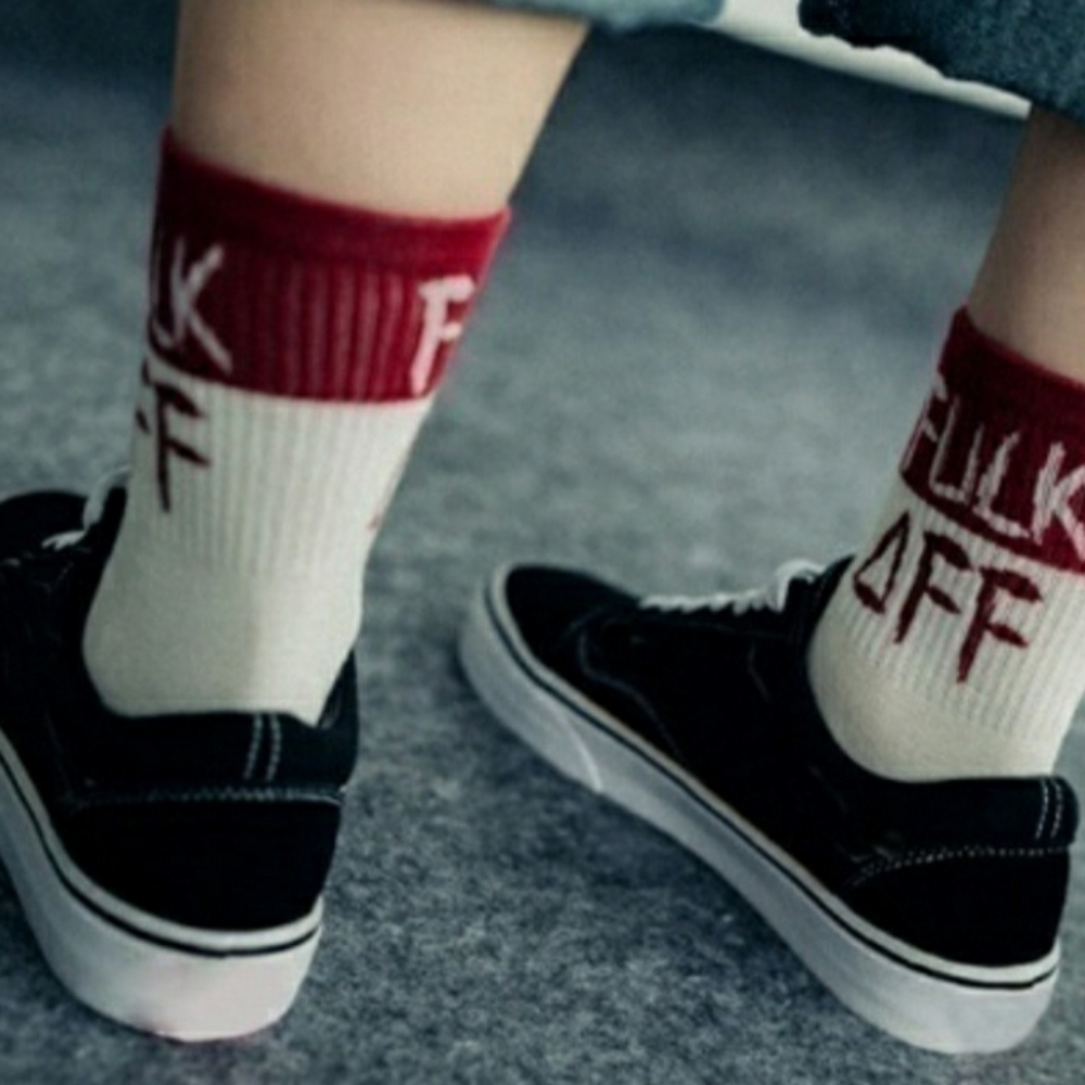 Funny cool letter print socks f off